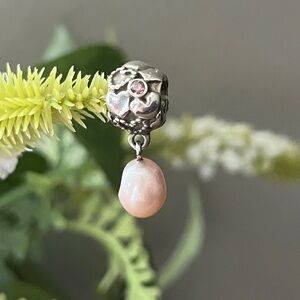 Pandora Pearl of Heart Sterling Silver  Pearl Drop Charm